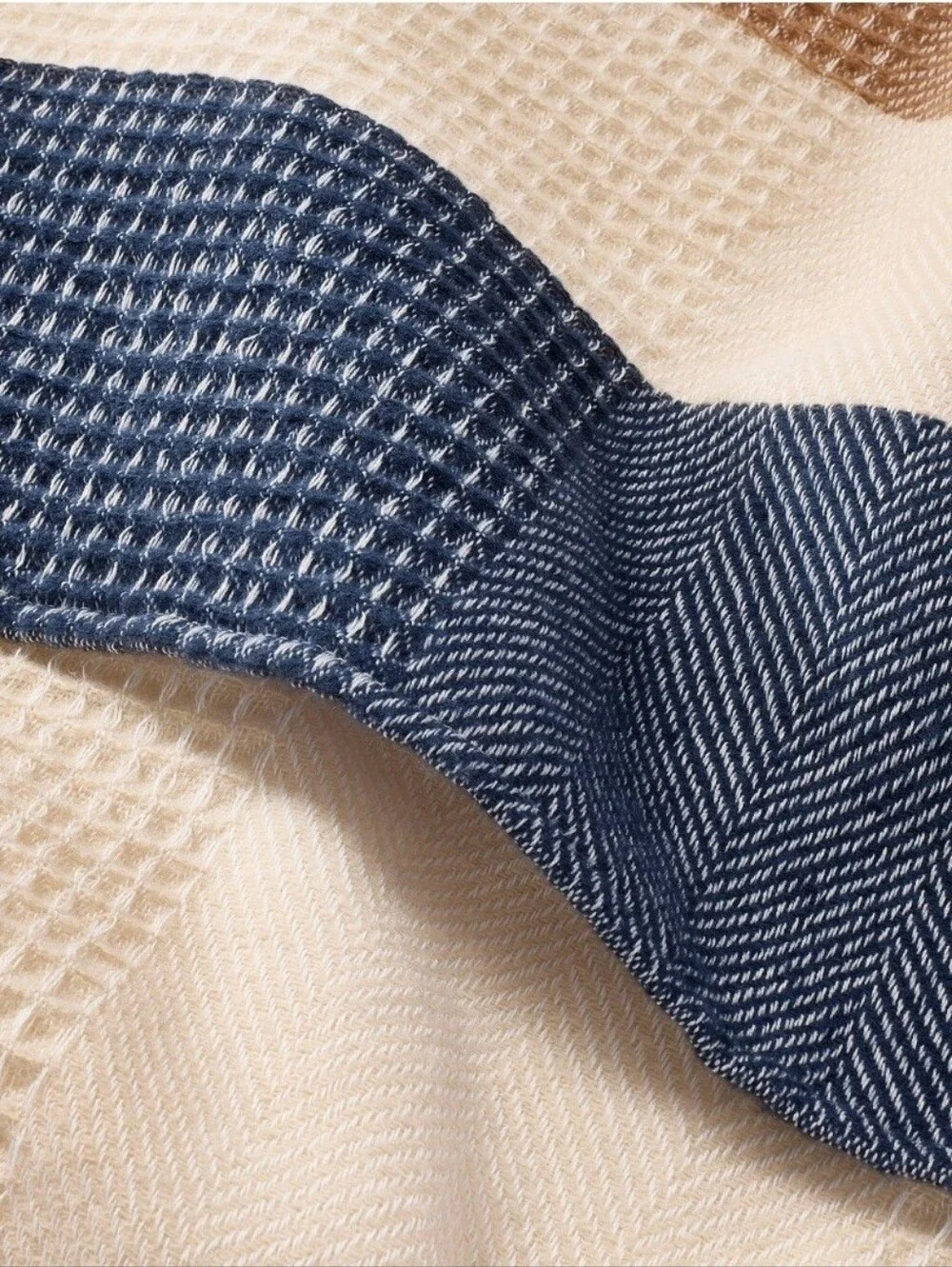Striped Throw Blanket Cream/Blue - Hearth & Hand' with Magnolia